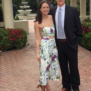 Floral White Strappless Jumpsuit